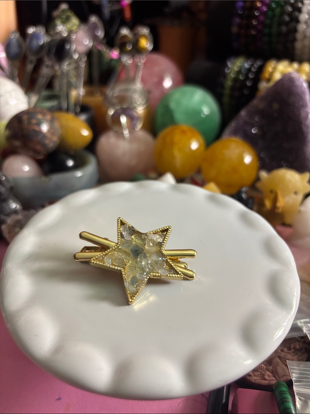 Gold Star Hair Clip with Iridescent Accents